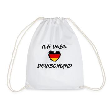 Ich liebe Deutschland Herz Flagge - Turnbeutel - Weiß - Vorne