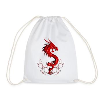 wonderful red chinese dragon - Drawstring Bag - white - Front