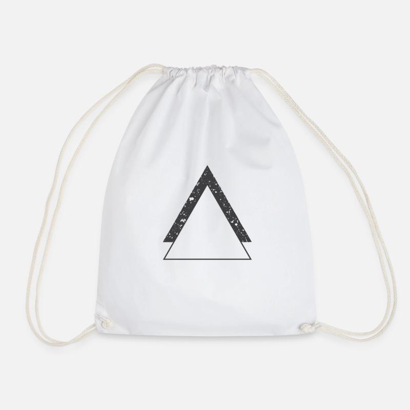 Minimalist lineart triangles grunge shape - Drawstring Bag - white