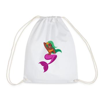 Mermaid water fish fin females girls - Drawstring Bag - white - Front