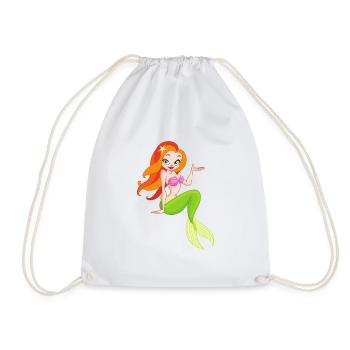 Mermaid water fish fin females girls - Drawstring Bag - white - Front