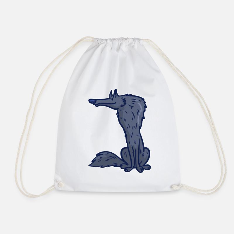 Wolf Cartoon Comic Pack Prey Gift Idea Wild - Drawstring Bag - white