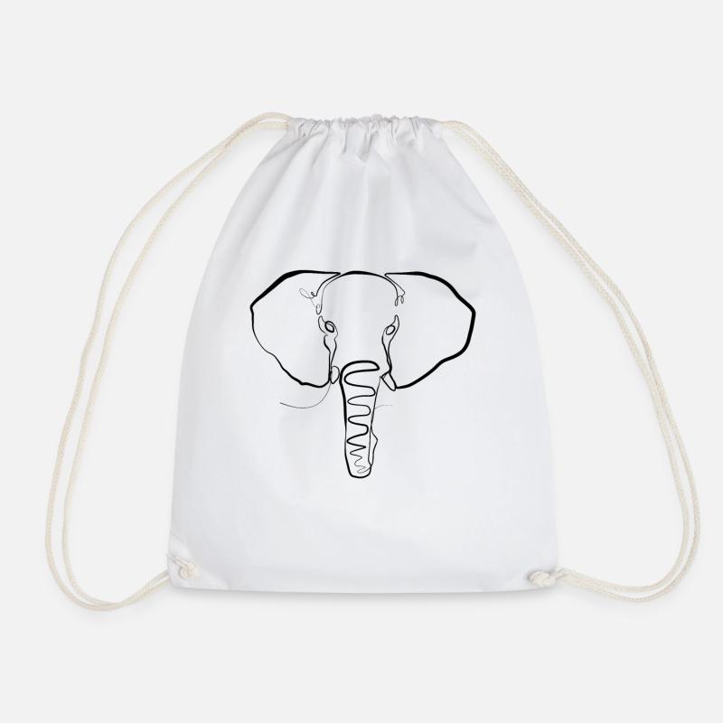 Elefantenkopf Elefant one-line drawing - Turnbeutel - Weiß