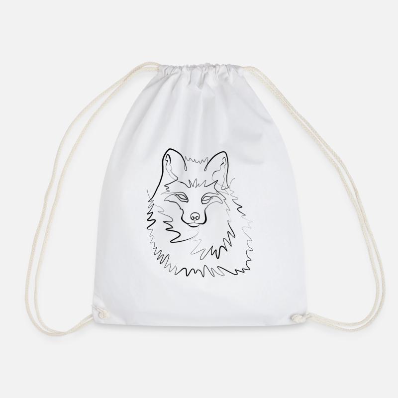 Fuchs intelligent - one line drawing - Turnbeutel - Weiß