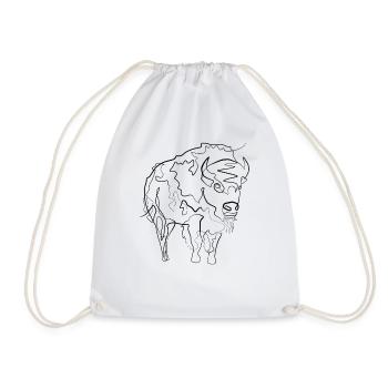 Büffel Bison - one line drawing - Turnbeutel - Weiß - Vorne