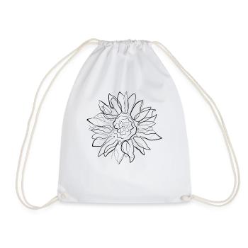 Sunflower Summer - one line drawing - Drawstring Bag - white - Front