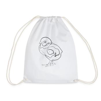 Chicks Baby Chicken - one line drawing - Drawstring Bag - white - Front