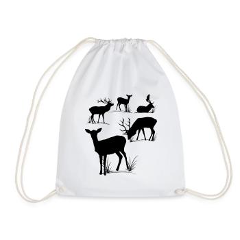 Deer, roe deer, fallow deer, fallow deer, roebuck - Drawstring Bag - white - Front