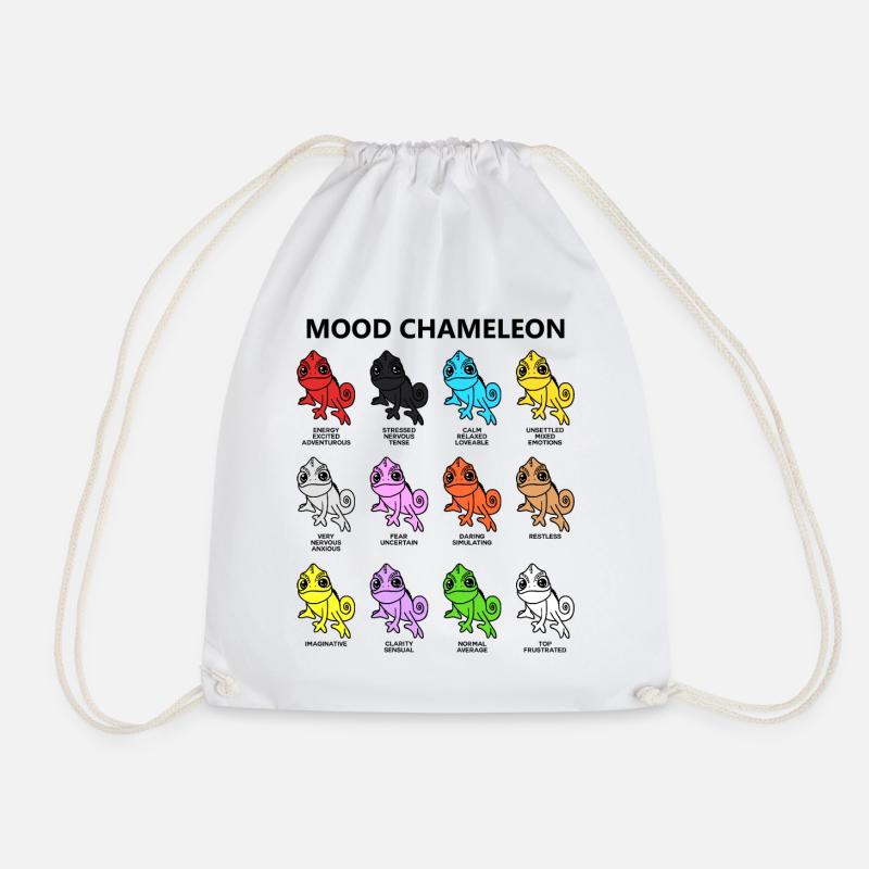 Mood Moody Chameleon Characters Funny Animals - Drawstring Bag - white
