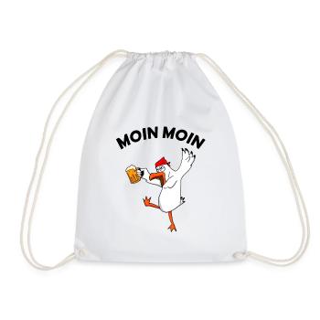 Betrunkene Möwe Moin Moin Nordsee Bier Geschenk - Turnbeutel - Weiß - Vorne
