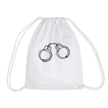 Handcuffs - one line drawing - Drawstring Bag - white - Front