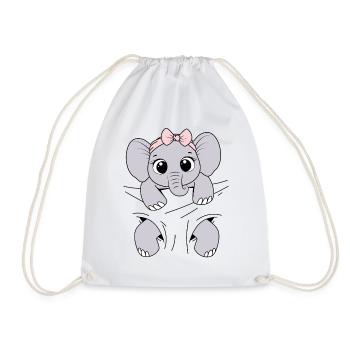 Babyelefant tragen Tier Elefantenbaby Baby Elefant - Turnbeutel - Weiß - Vorne