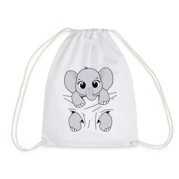 Baby Elefant Tier Elefantenbaby tragen Babyelefant - Turnbeutel - Weiß - Vorne