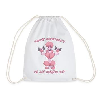 Workout Warm Up Fun Lustige Spruch Pudel Geschenk - Turnbeutel - Weiß - Vorne