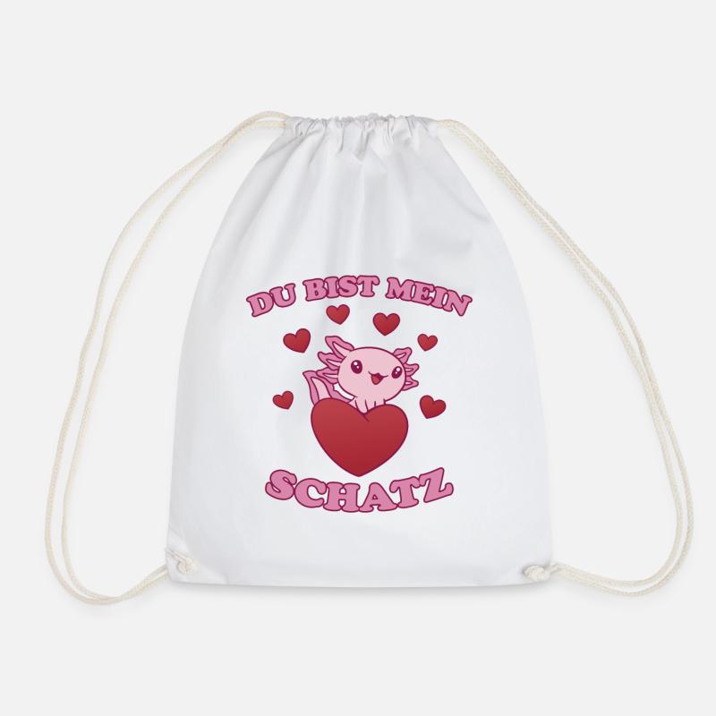 Schatz Herz Axolotl Liebe Valentinstag Geschenk - Turnbeutel - Weiß