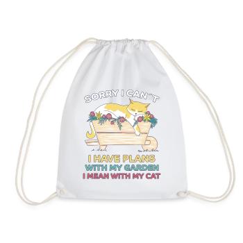 Cats Garden Flowers Funny Saying Cat Gift - Drawstring Bag - white - Front