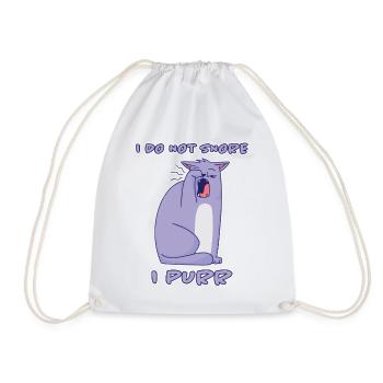 Purring Snoring Funny Saying Cat Gift - Drawstring Bag - white - Front
