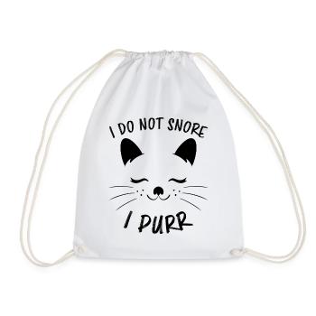 Purring Snoring Funny Saying Cat Gift - Drawstring Bag - white - Front