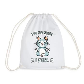 Purring Snoring Funny Saying Cat Gift - Drawstring Bag - white - Front