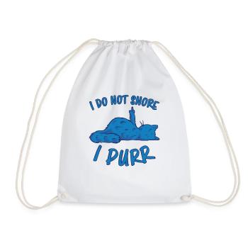 Purring Snoring Funny Saying Cat Gift - Drawstring Bag - white - Front