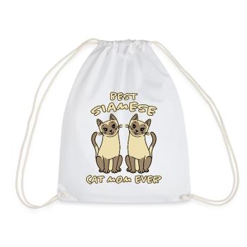 Siamese Saying Cat Mama Funny Siamese Gift - Drawstring Bag - white - Front