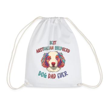 Australian Shepherd Papa Fun Shepherd Dog Gift - Drawstring Bag - white - Front