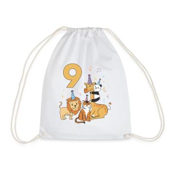9 Years Animals Zoo 9th Birthday Kids Gift - Drawstring Bag - white - Front
