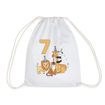 9 Years Animals Zoo 9th Birthday Kids Gift - Drawstring Bag - white - Front