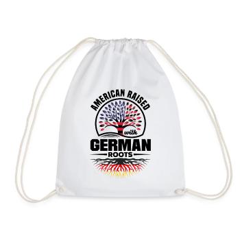 American Raised With German Roots German Germany - Drawstring Bag - white - Front