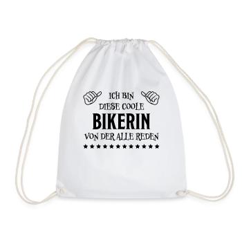 Bikerin Lustiger Spruch Bike Fun Sprüche Geschenk - Turnbeutel - Weiß - Vorne