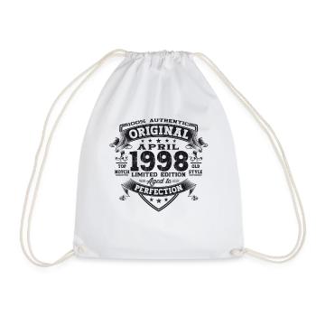 25th birthday man April Born 1998 Original - Drawstring Bag - white - Front