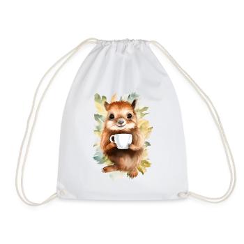 Écureuil avec style aquarelle café - Sac de sport léger - blanc - Devant