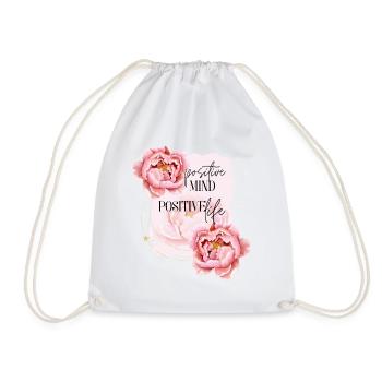 Positive Mind Positive Life Affirmation - Drawstring Bag - white - Front