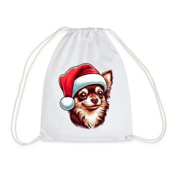 Chihuahua The Santa Claus - Drawstring Bag - white - Front