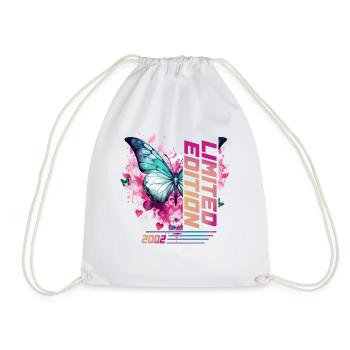 Birthday, 22 Years Women 2002 Butterfly - Drawstring Bag - white - Front
