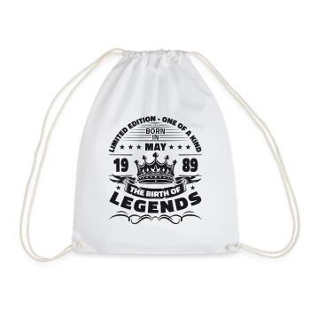 Birthday 1989 May 1989 Vintage 1989 Legend 89 - Drawstring Bag - white - Front