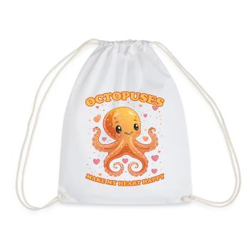 Funny Octopus Cephalopod Squid Gift - Drawstring Bag - white - Front