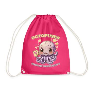Lustiges Kraken Kopffüßer Tintenfisch Geschenk - Turnbeutel - Fuchsia - Vorne