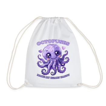 Funny Octopus Cephalopod Squid Gift - Drawstring Bag - white - Front