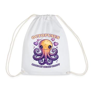 Funny Octopus Cephalopod Squid Gift - Drawstring Bag - white - Front