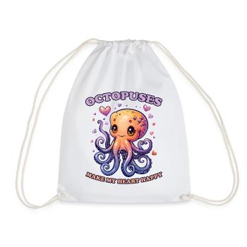 Lustiges Kraken Kopffüßer Tintenfisch Geschenk - Turnbeutel - Weiß - Vorne