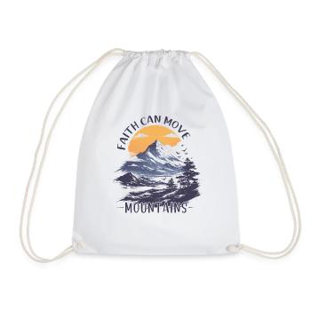 Faith can move Mountains, Christian gift. - Drawstring Bag - white - Front