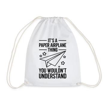 Avion en papier disant blague Avion en papier cadeau - Sac de sport léger - blanc - Devant