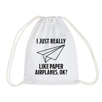 Avion en papier disant blague Avion en papier cadeau - Sac de sport léger - blanc - Devant