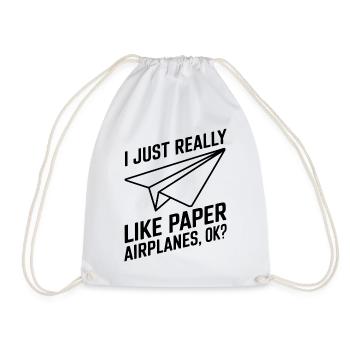 Avion en papier disant blague Avion en papier cadeau - Sac de sport léger - blanc - Devant