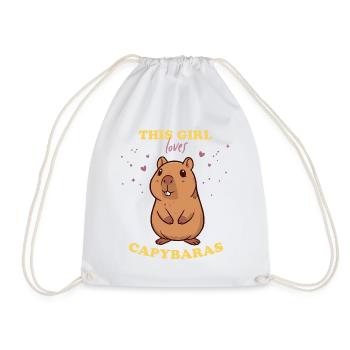 This girls loves Capybaras - Drawstring Bag - white - Front