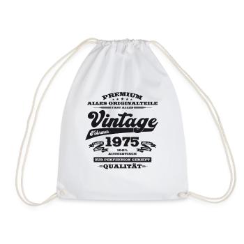 50th Birthday Gift Husband Original February 1975 - Drawstring Bag - white - Front