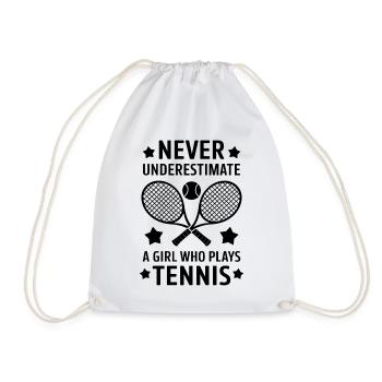 Tennis Saying Girl Funny Tennis Gift - Drawstring Bag - white - Front