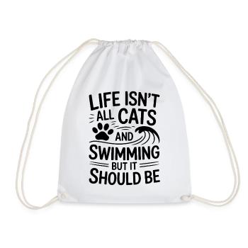 Schwimmen Spruch Katze Lustiges Schwimmen Geschenk - Turnbeutel - Weiß - Vorne