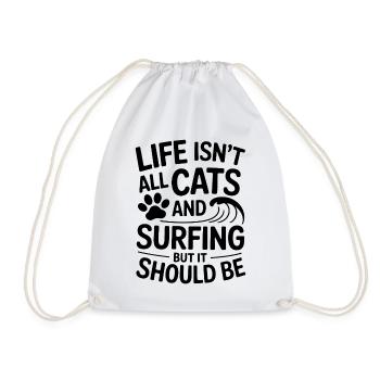 Surfing Saying Cats Funny Surfing Gift - Drawstring Bag - white - Front